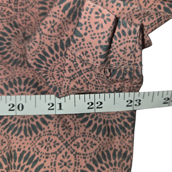 Eco Threads Womens Large Snap Up Shirt Dusty Rose Geometric Sustainable Recycled - Picture 11 of 14